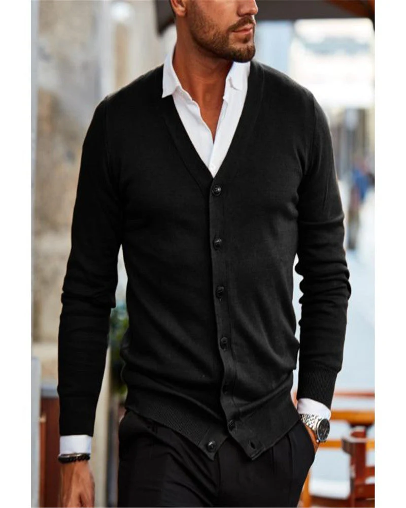 Soft Men's Sweater Jacket - V Neck Button Up, Cotton Blend