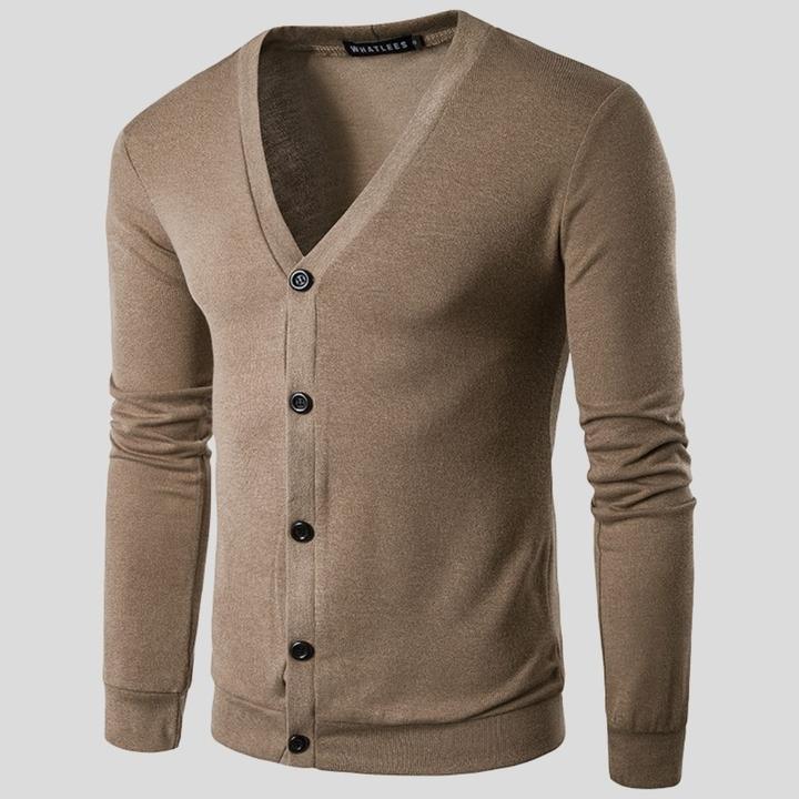 Soft Men's Sweater Jacket - V Neck Button Up, Cotton Blend - Image 4