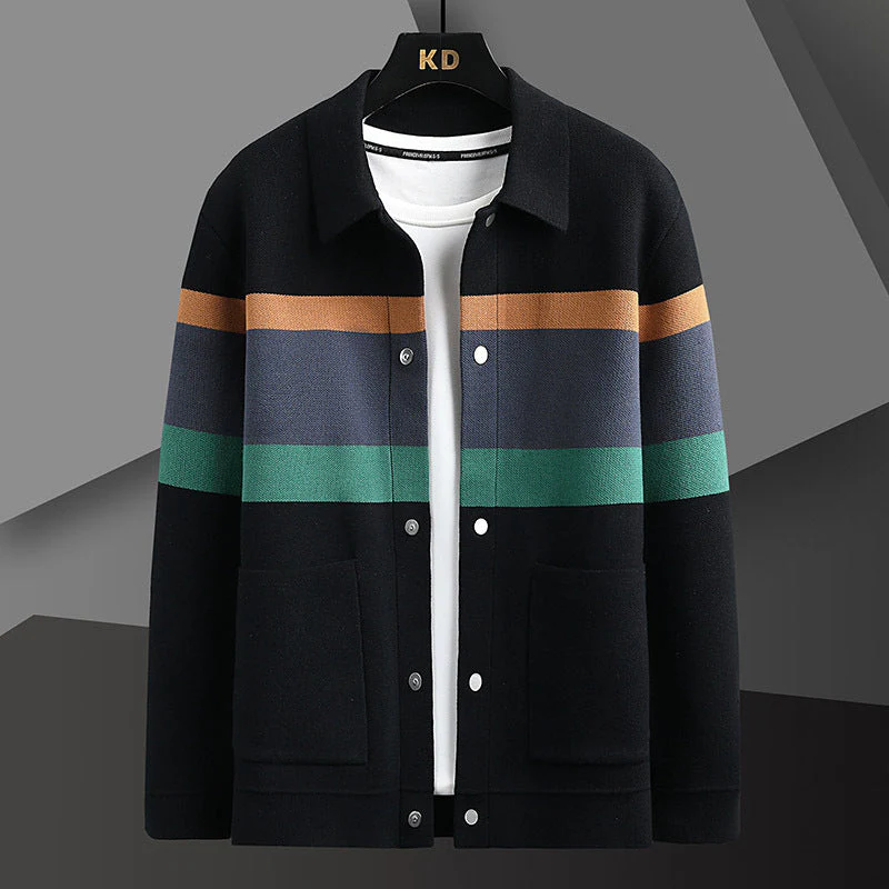 Soft Mens Cardigan Jacket - Relaxed Lapel, Polyester Casual - Image 10