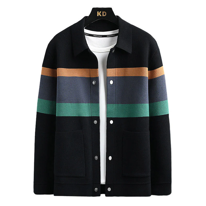 Soft Mens Cardigan Jacket - Relaxed Lapel, Polyester Casual - Image 3