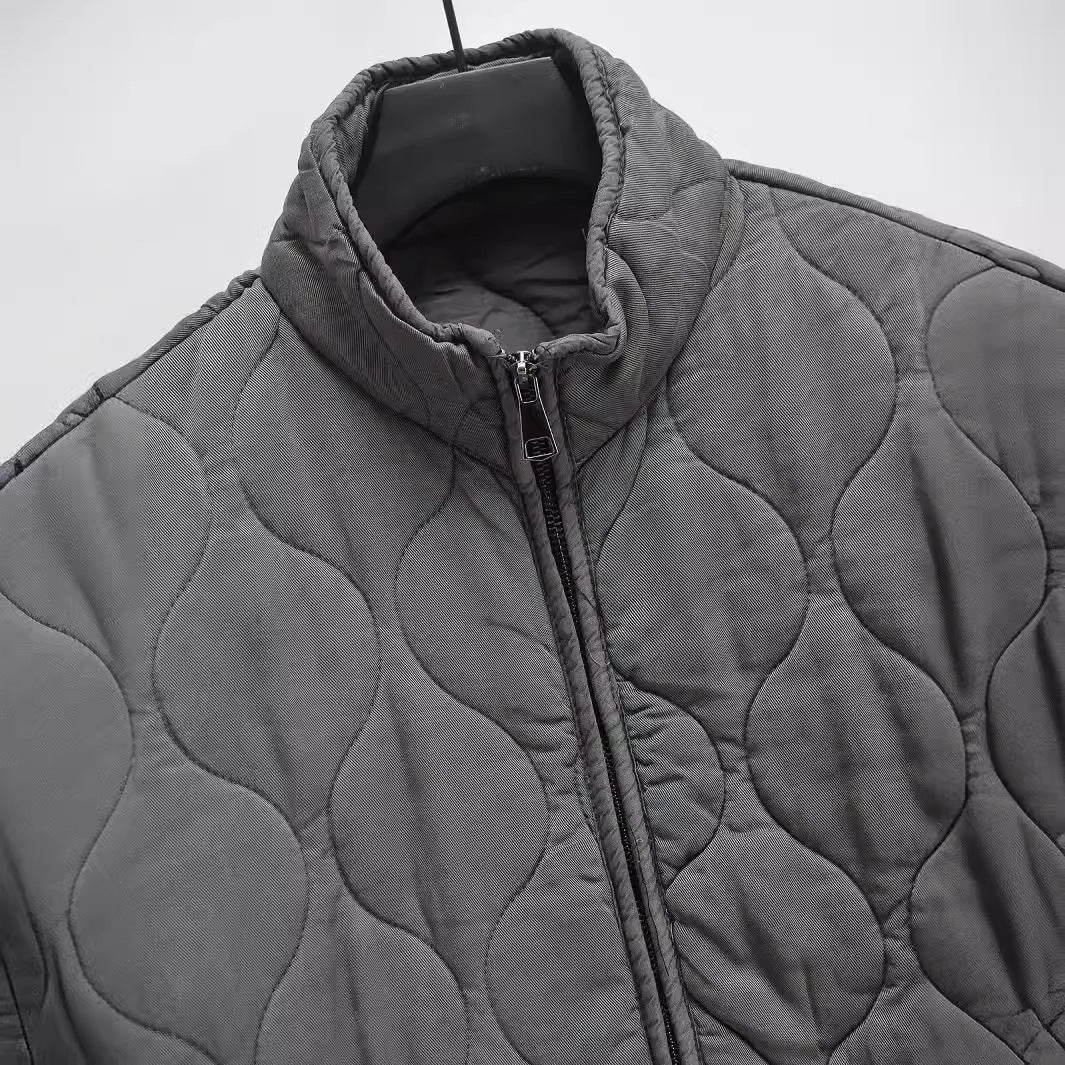 Soft Relaxed Women Quilted Jacket - Stand-Collar, Tencel - Image 4