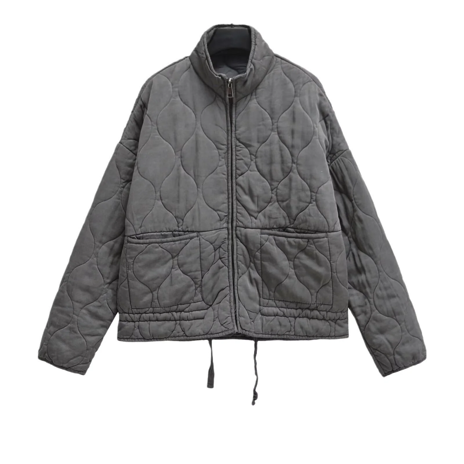 Soft Relaxed Women Quilted Jacket - Stand-Collar, Tencel - Image 5