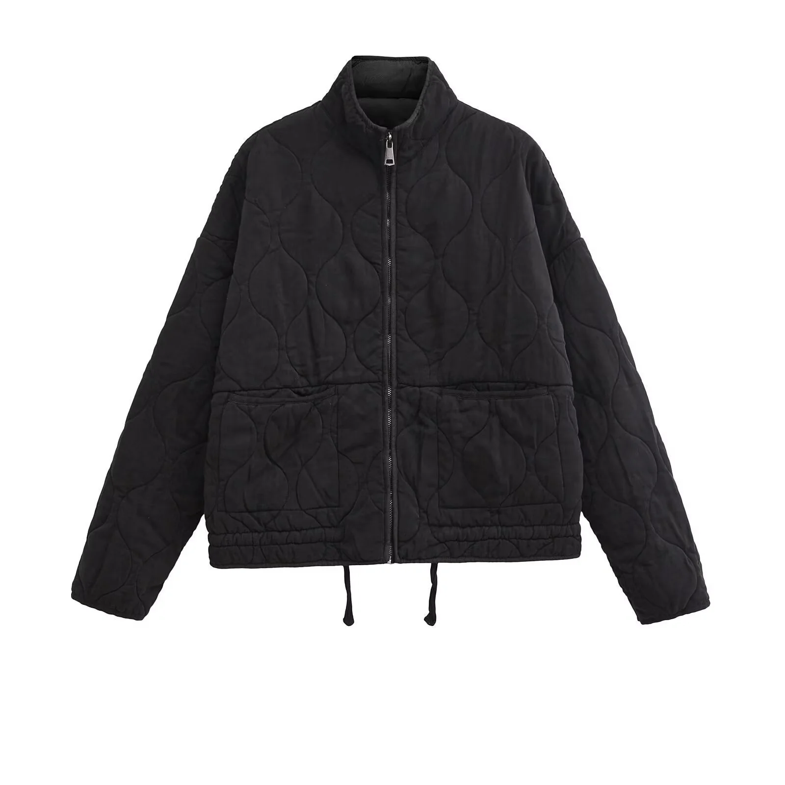Soft Relaxed Women Quilted Jacket - Stand-Collar, Tencel - Image 7
