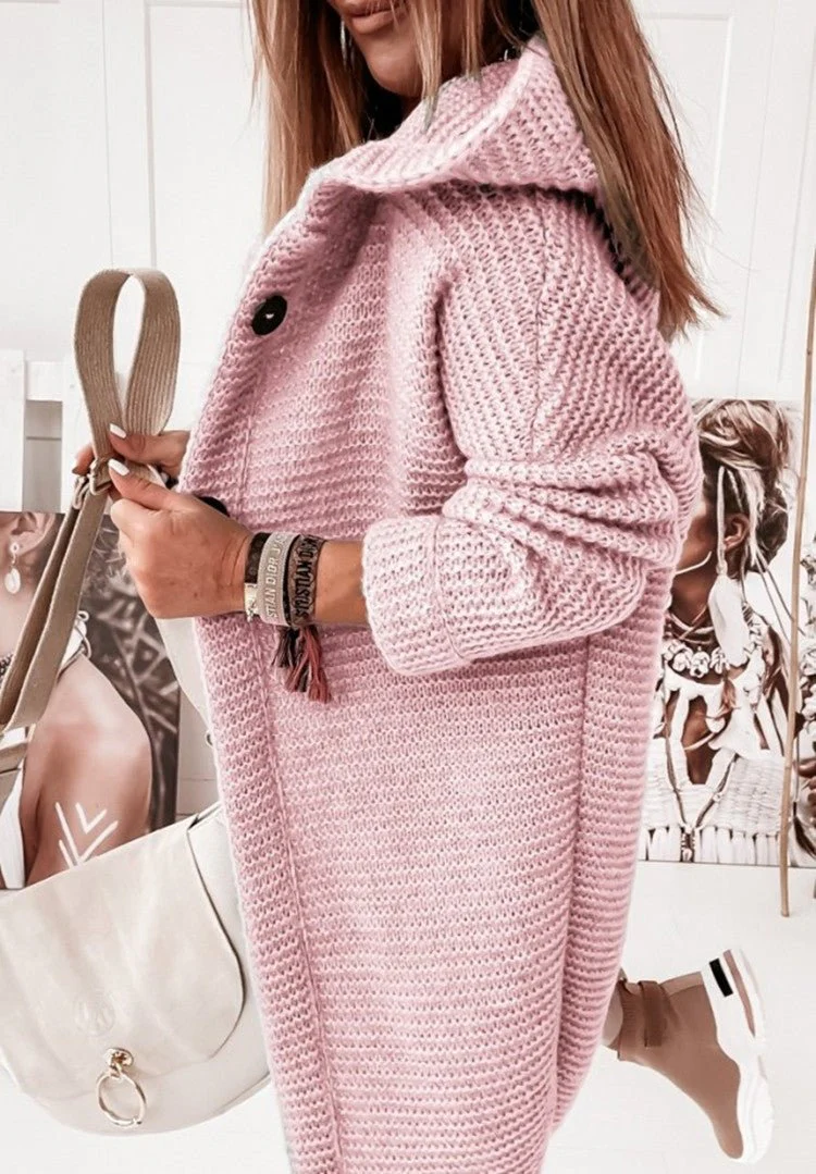 Soft Relaxed Women’s Hooded Cardigan - Long Ribbed Knit - Image 3