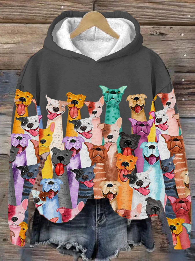 Soft Relaxed Women's Hoodie - Oversized Fleece, Dog Park - Image 2