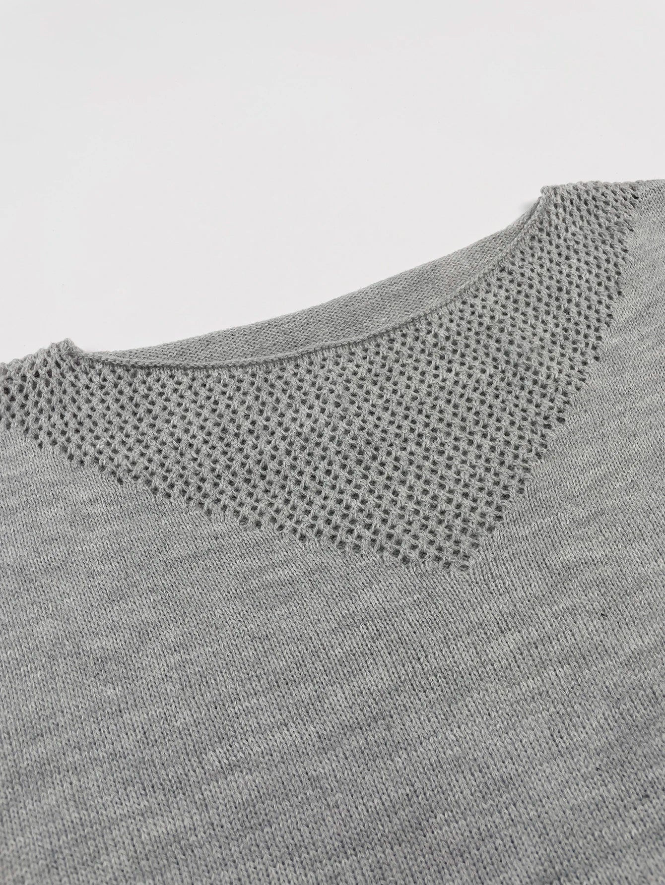Soft Relaxed Women’s Knit Sweater - Mesh Yoke, Casual - Image 6