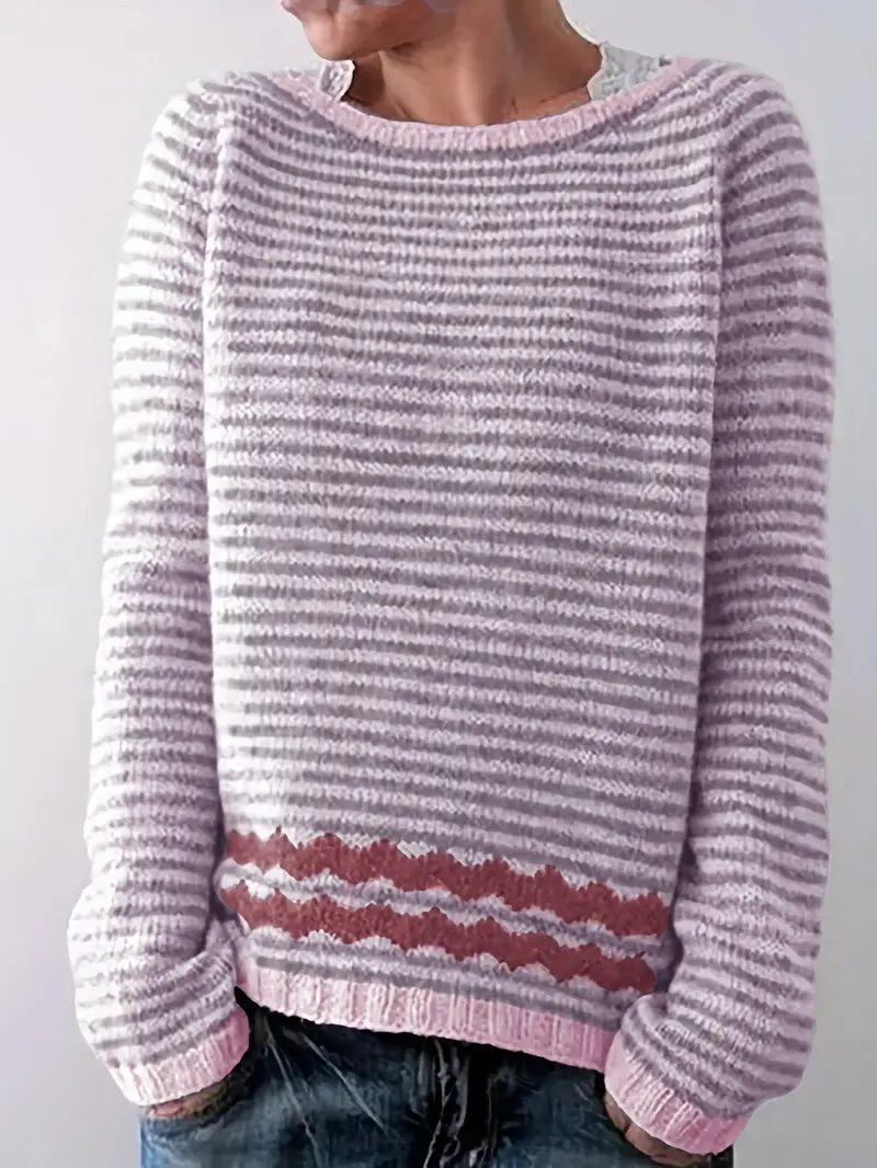 Soft Relaxed Women's Striped Sweater - Boxy Knit, Casual