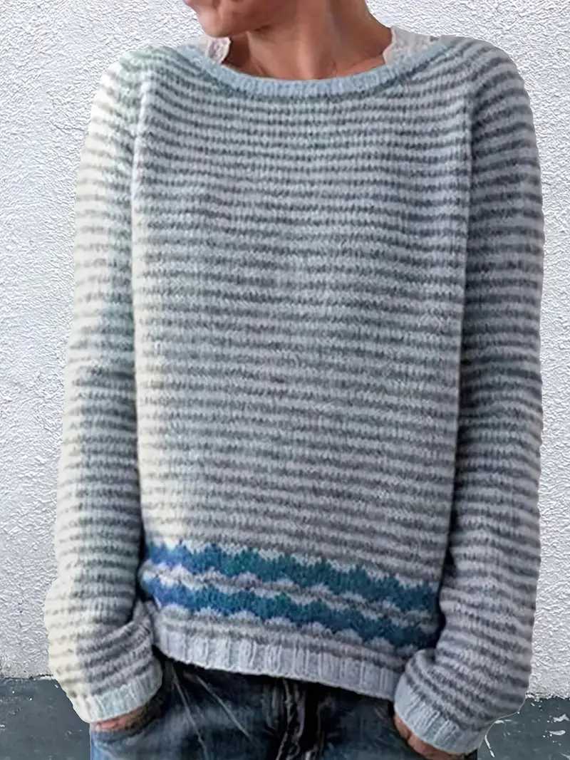 Soft Relaxed Women's Striped Sweater - Boxy Knit, Casual - Image 2