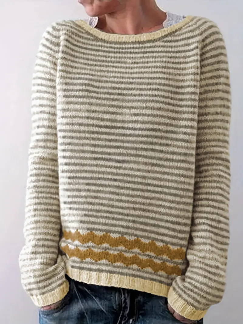 Soft Relaxed Women's Striped Sweater - Boxy Knit, Casual - Image 3