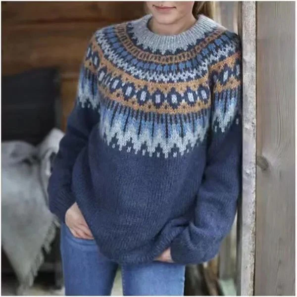 Soft Relaxed Women's Sweater - 3D Yoke Knit, Blend, Winter - Image 3