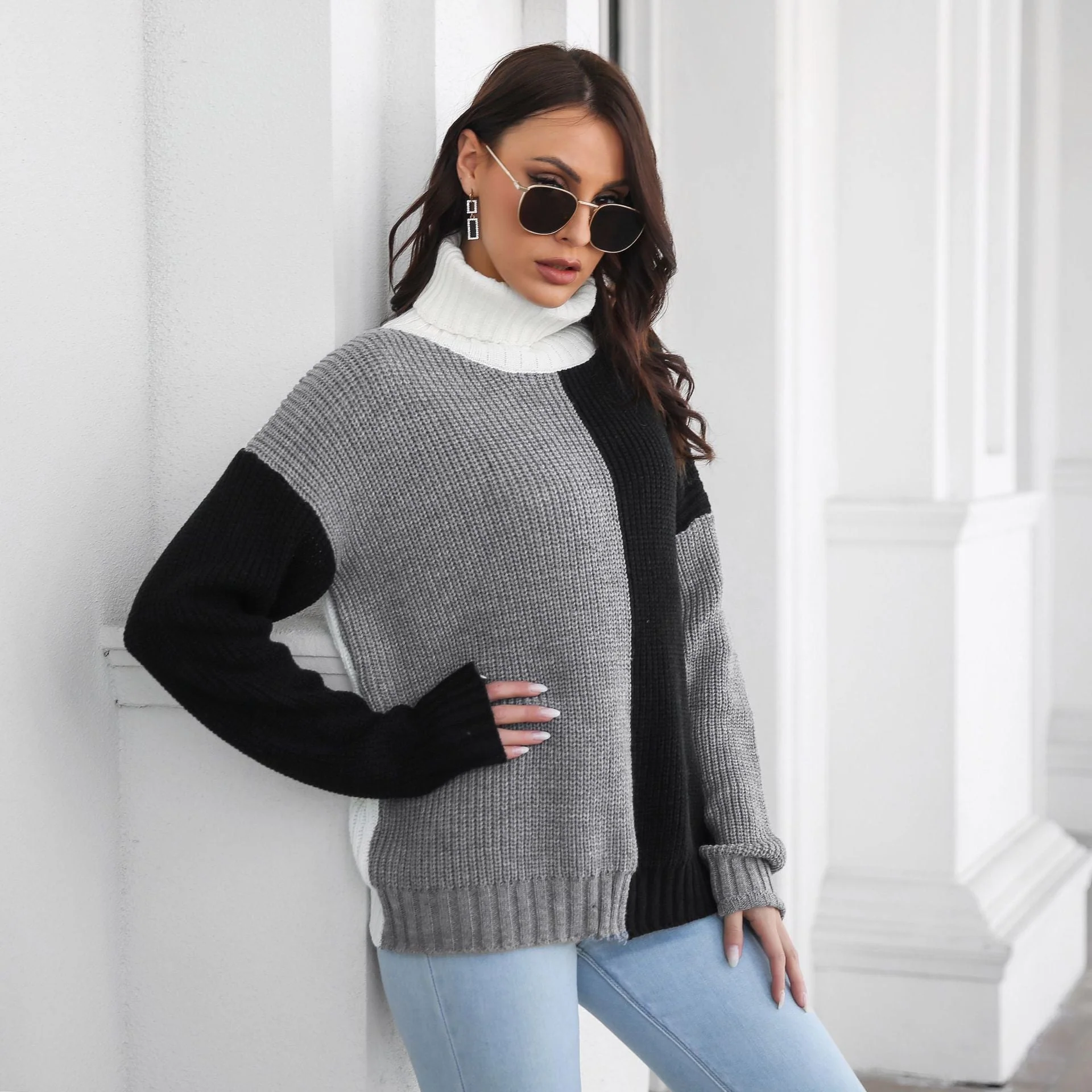 Soft Relaxed Women’s Sweater - High Neck Acrylic Layer - Image 3