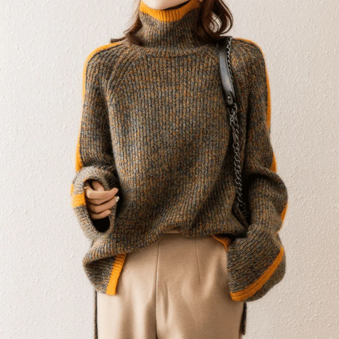 Soft Relaxed Women's Turtleneck Sweater - Boxy Knit, Wool - Image 2