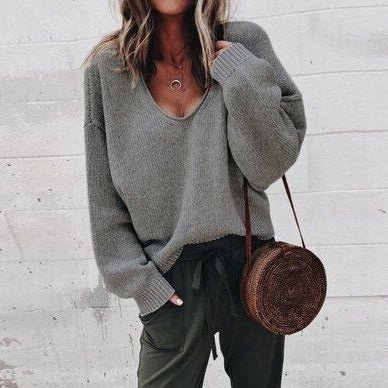 Soft Relaxed Women Sweater - V Neck, Textured Knit, Daily - Image 2