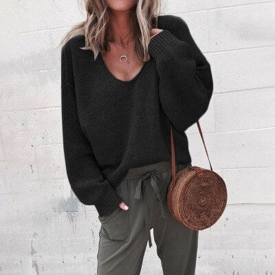 Soft Relaxed Women Sweater - V Neck, Textured Knit, Daily - Image 3