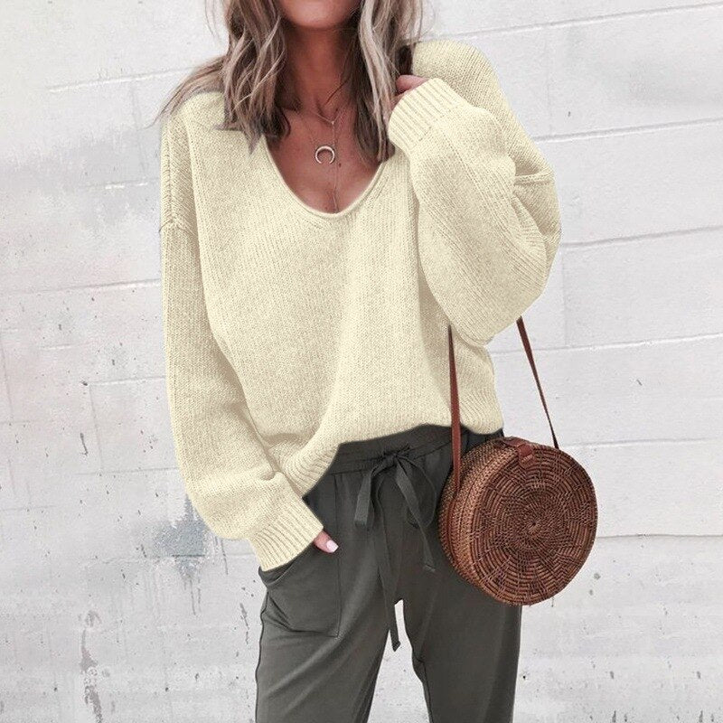 Soft Relaxed Women Sweater - V Neck, Textured Knit, Daily - Image 4