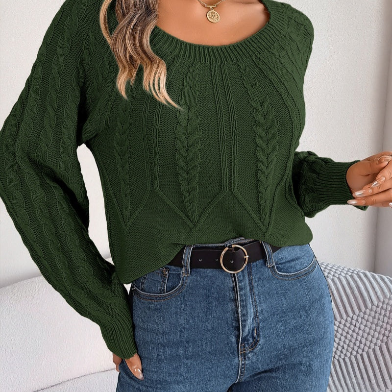 Soft Relaxed Womens Pullover Sweater - Boxy Cable Knit Fall - Image 2