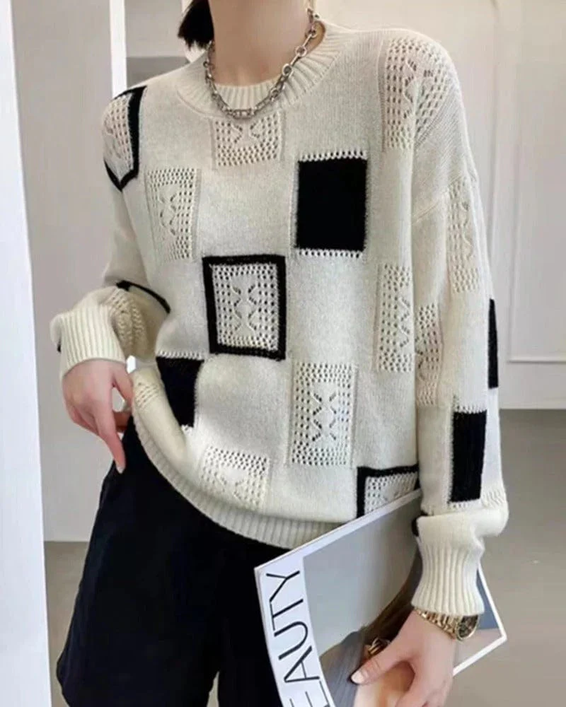 Soft Relaxed Womens Sweater - Crew Neck, Knit, Winter - Image 2