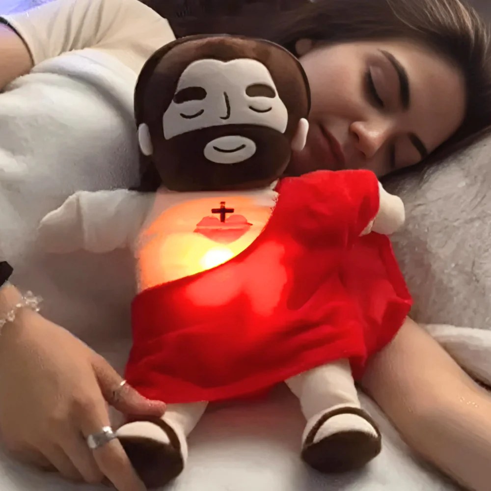 Soft Soothing Breathing Jesus Plushie for Kids Bedtime