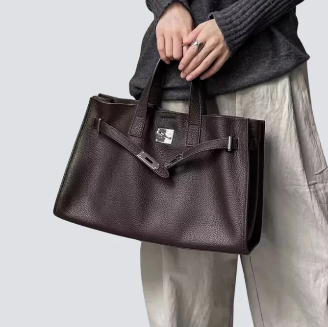 Soft & Structured Women’s Crossbody Bag - Top-Handle Silhouette, Pebbled Cowhide Leather, For Everyday Urban Use - Image 16