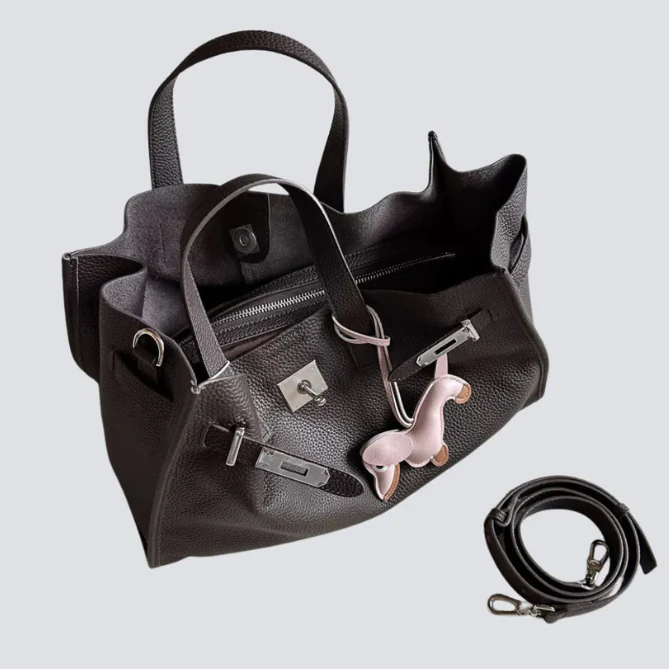 Soft & Structured Women’s Crossbody Bag - Top-Handle Silhouette, Pebbled Cowhide Leather, For Everyday Urban Use - Image 17