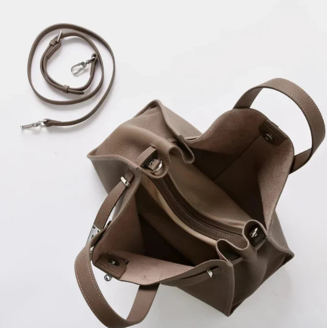 Soft & Structured Women’s Crossbody Bag - Top-Handle Silhouette, Pebbled Cowhide Leather, For Everyday Urban Use - Image 2