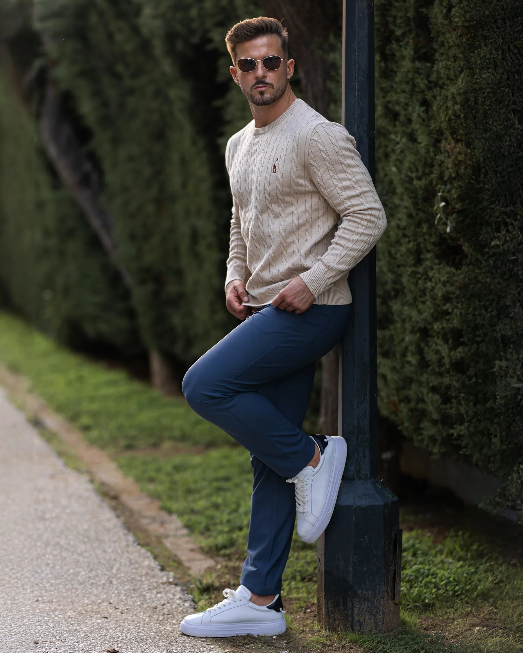 Soft Timeless Men's Cable Knit Sweater - Crewneck, Cotton - Image 12