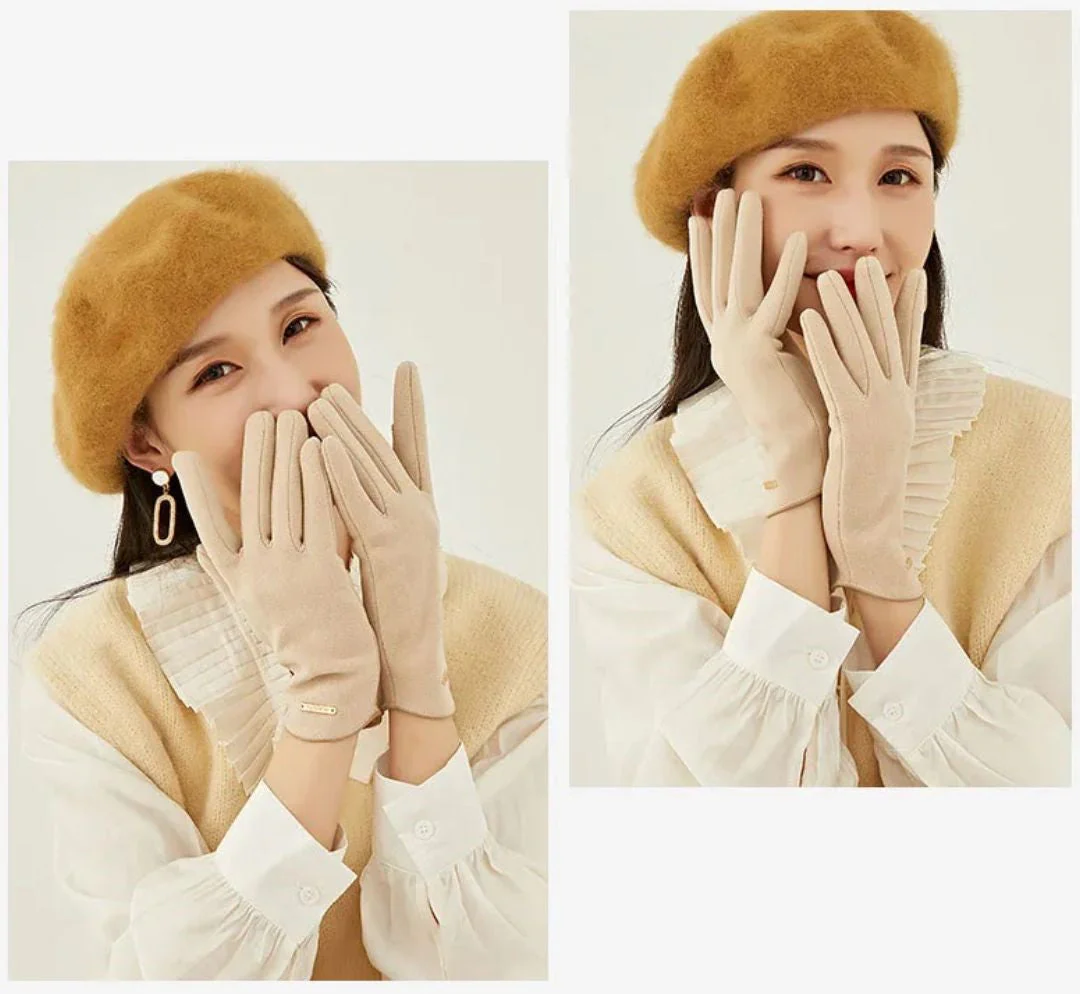 Soft Timeless Women Suede Gloves - Fitted, Cashmere Lined - Image 10