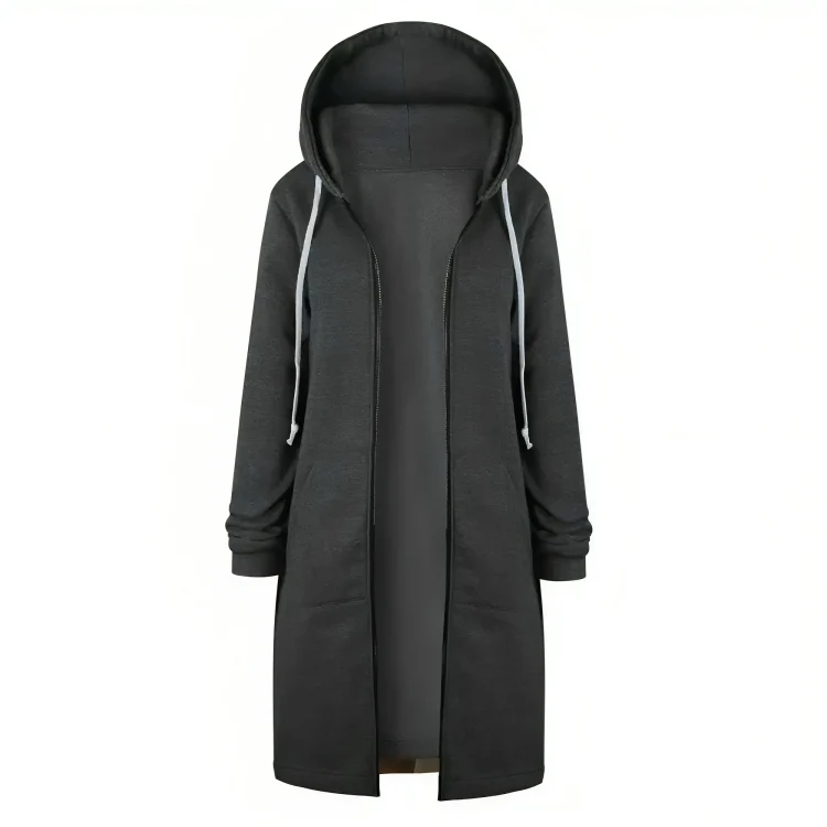 Soft Women Long Zip Hoodie - Relaxed Fit, Cotton Blend - Image 3