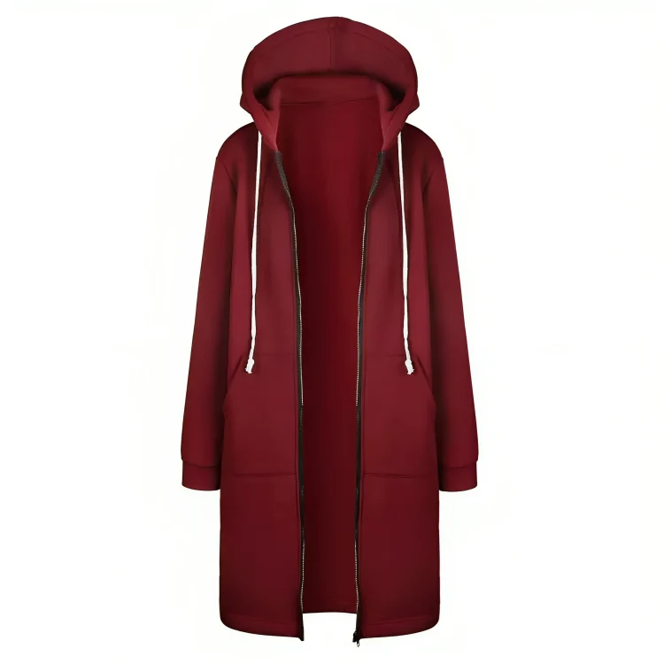 Soft Women Long Zip Hoodie - Relaxed Fit, Cotton Blend - Image 4