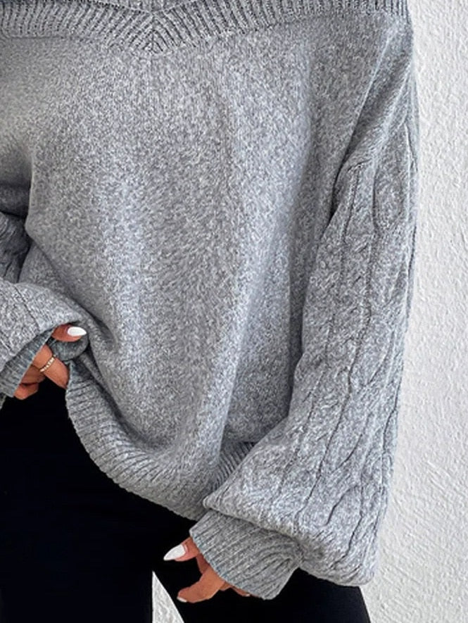 Soft Women Off Shoulder Rollneck Sweater - Oversized Knit - Image 2