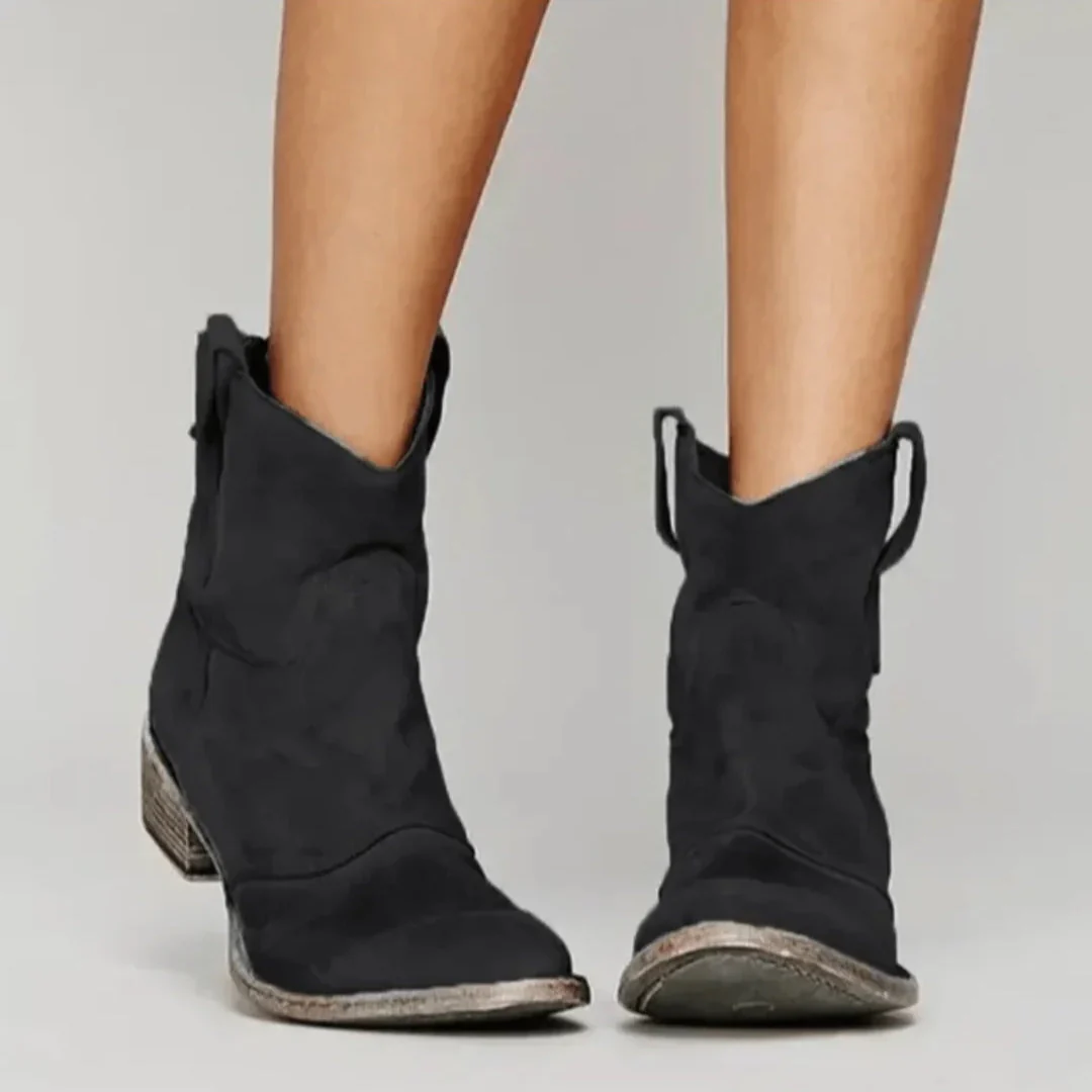 Soft Women's Ankle Boots - Western Curve, Suede, Casual - Image 4