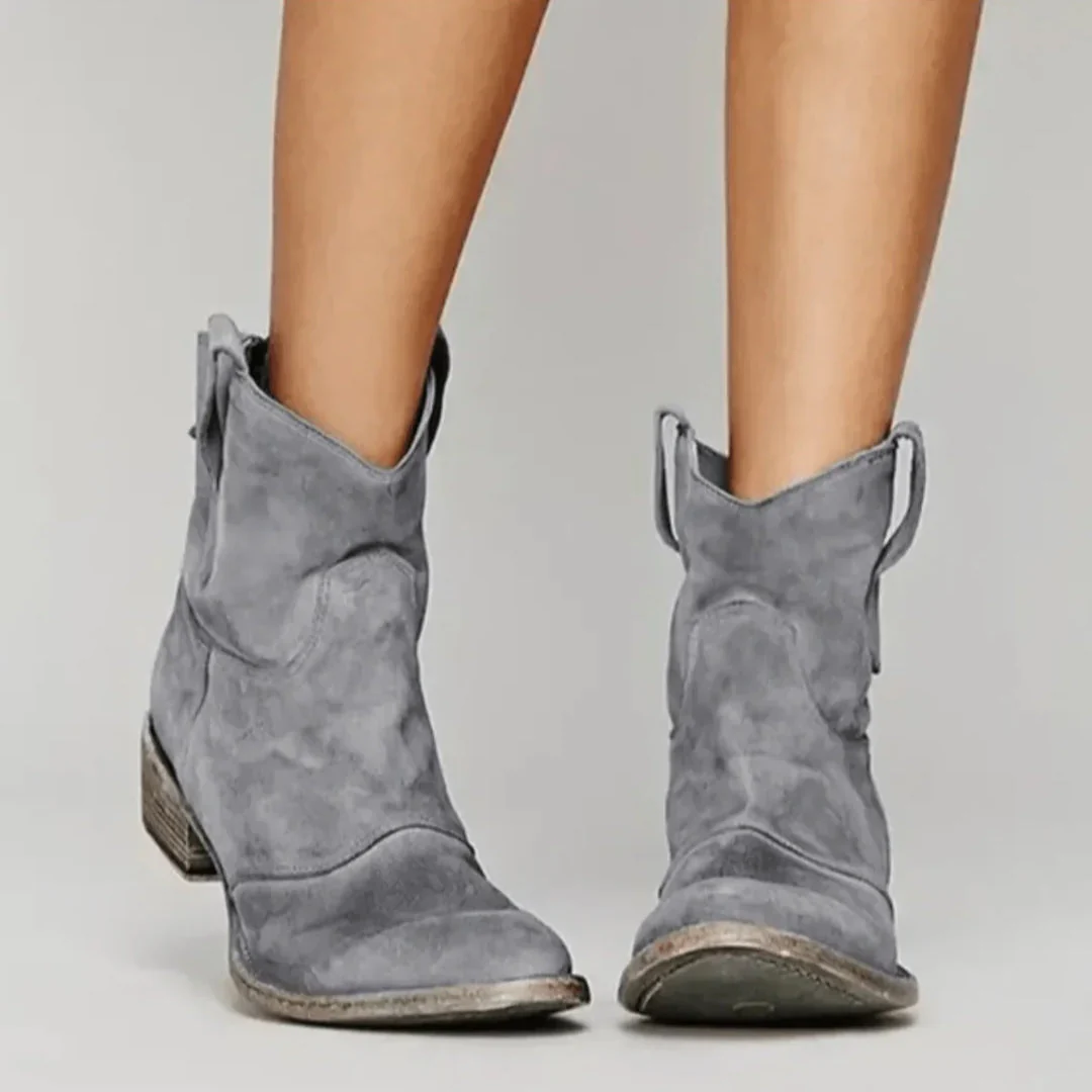 Soft Women's Ankle Boots - Western Curve, Suede, Casual - Image 5