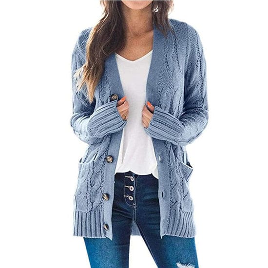 Soft Women’s Cardigan - Mid Length Cable Knit, Casual - Image 2