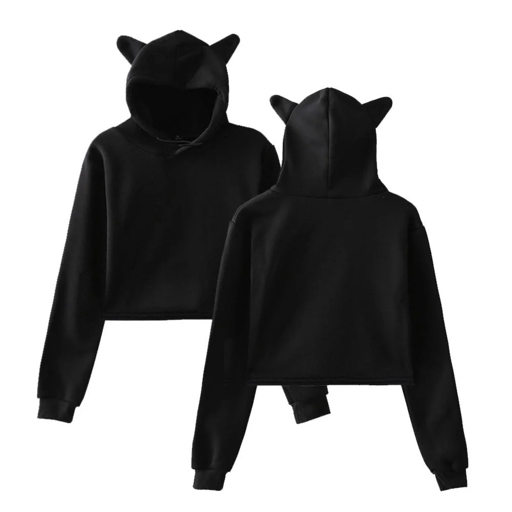Soft Women's Cropped Hoodie - Boxy Relaxed Cut, Cotton - Image 4