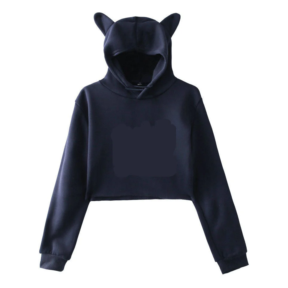 Soft Women's Cropped Hoodie - Boxy Relaxed Cut, Cotton - Image 9