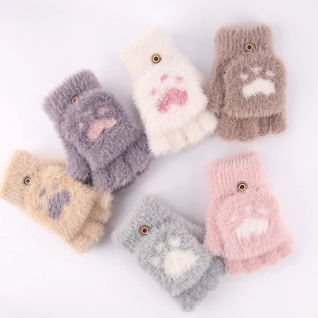Soft Women’s Fingerless Mittens - Minky Foldover, Winter - Image 10
