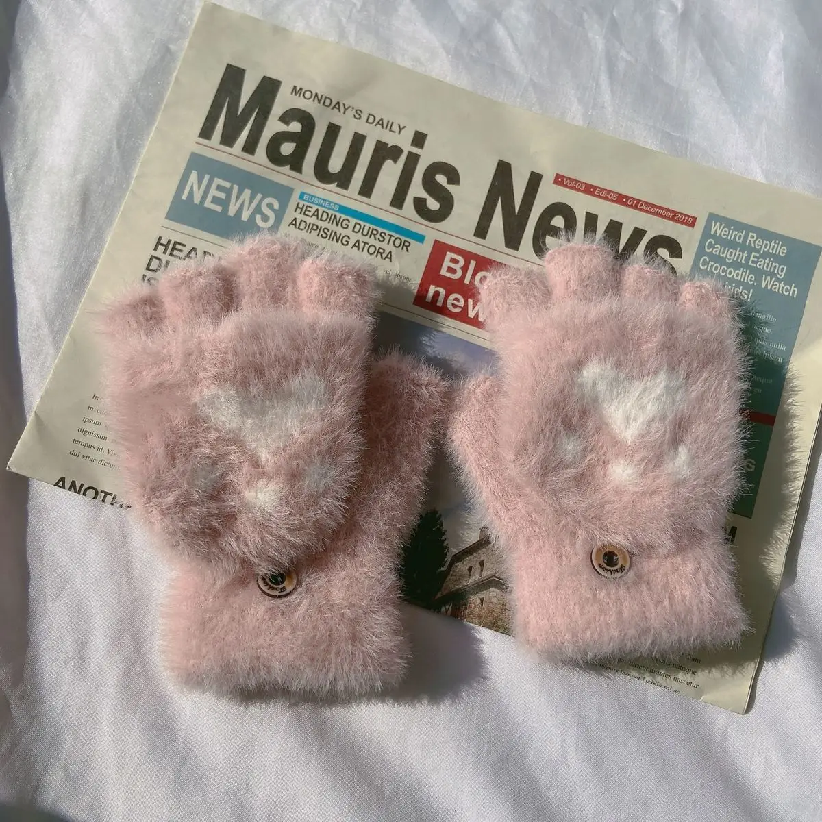 Soft Women’s Fingerless Mittens - Minky Foldover, Winter - Image 11