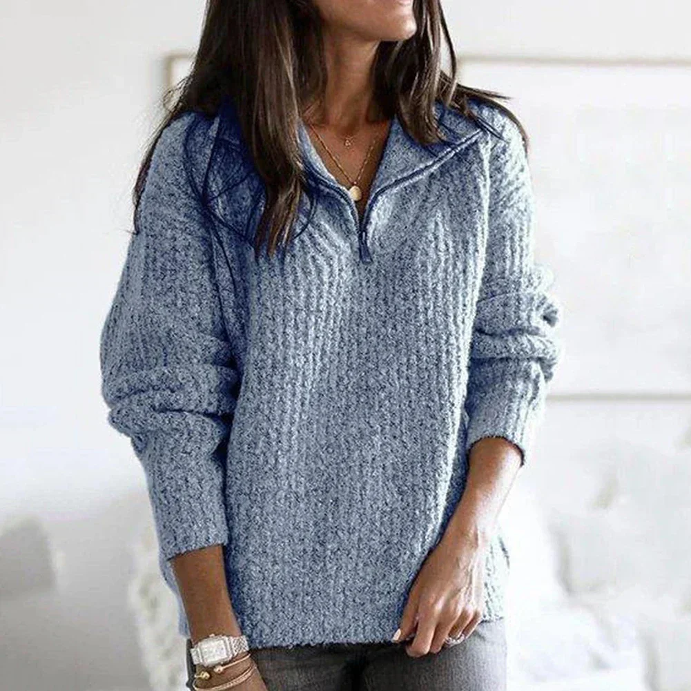 Soft Women's Half Zip Pullover - Relaxed Knit For Autumn - Image 2