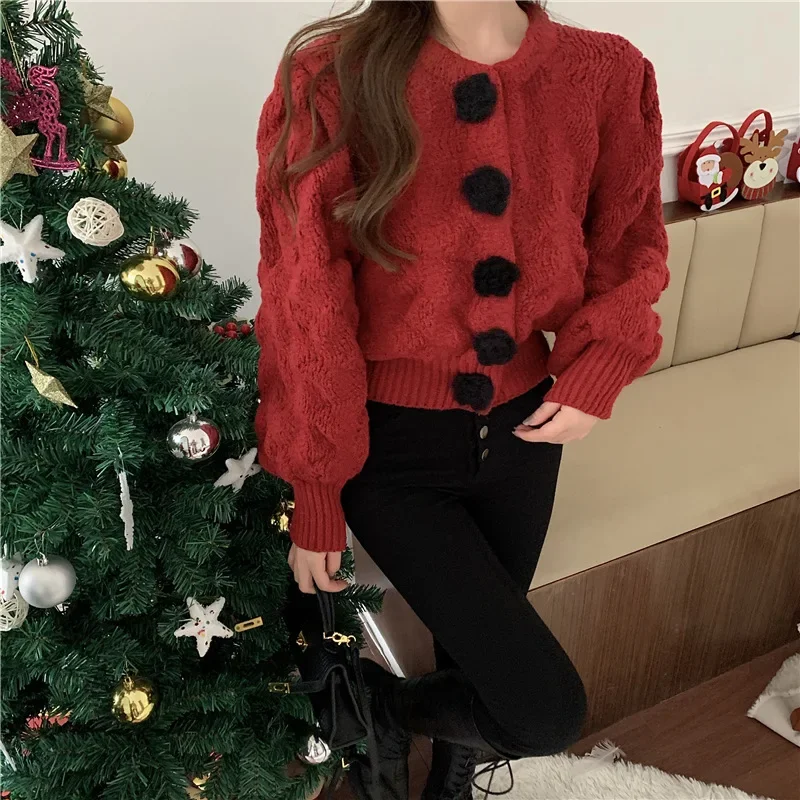 Soft Women's Knit Sweater - Bubble Sleeves, For Autumn - Image 8