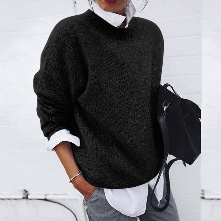 Soft Women’s Pullover - Oversized Crew Neck, Textured Knit - Image 3