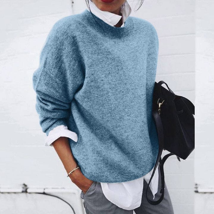 Soft Women’s Pullover - Oversized Crew Neck, Textured Knit - Image 4