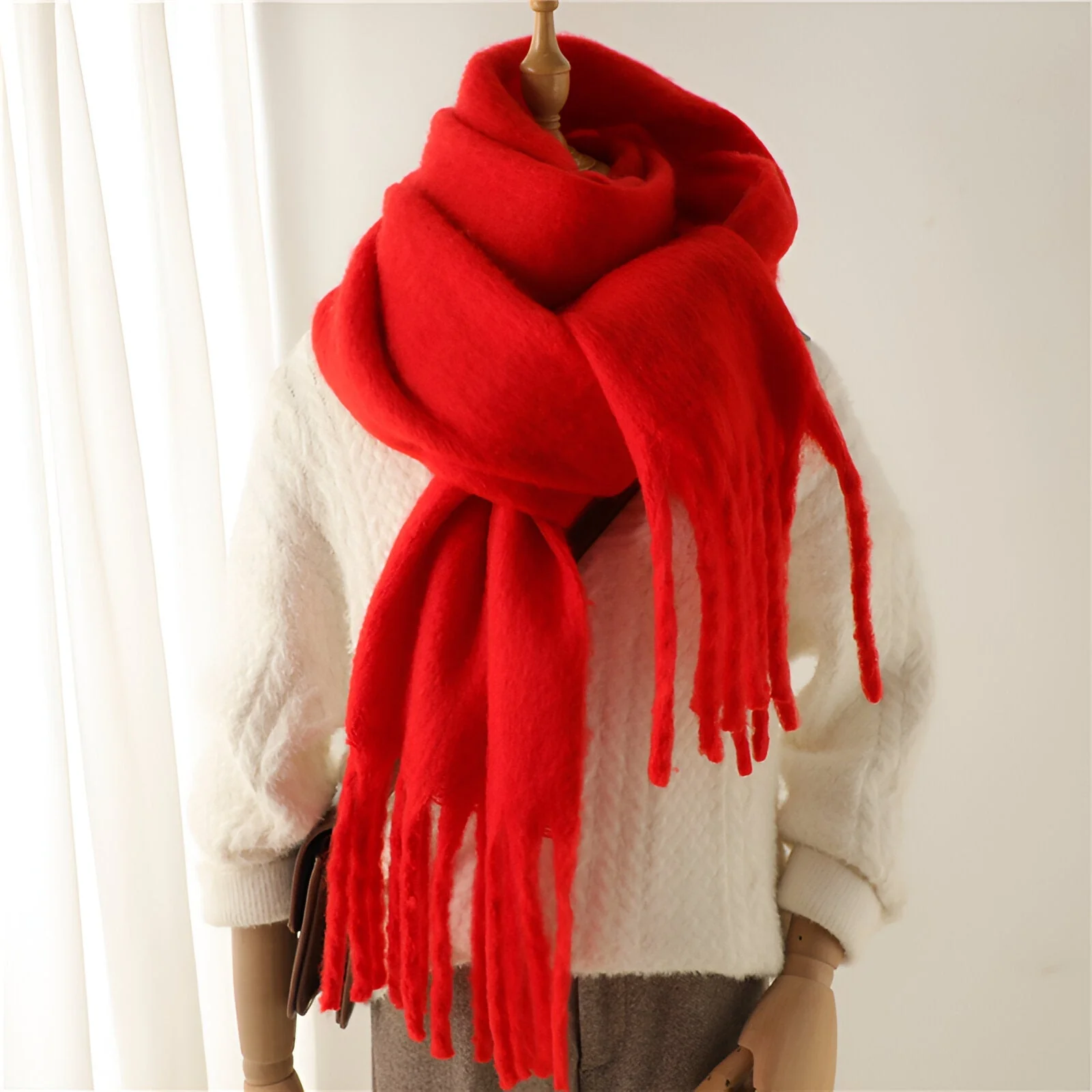 Soft Women’s Scarf - Oversized Fringed Cashmere For Winter - Image 11