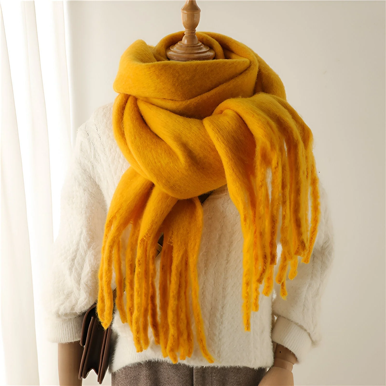 Soft Women’s Scarf - Oversized Fringed Cashmere For Winter - Image 14