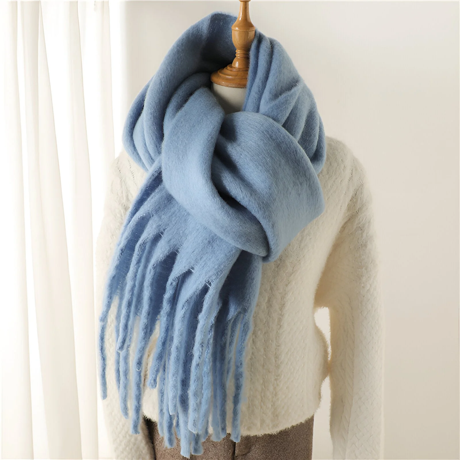 Soft Women’s Scarf - Oversized Fringed Cashmere For Winter - Image 16