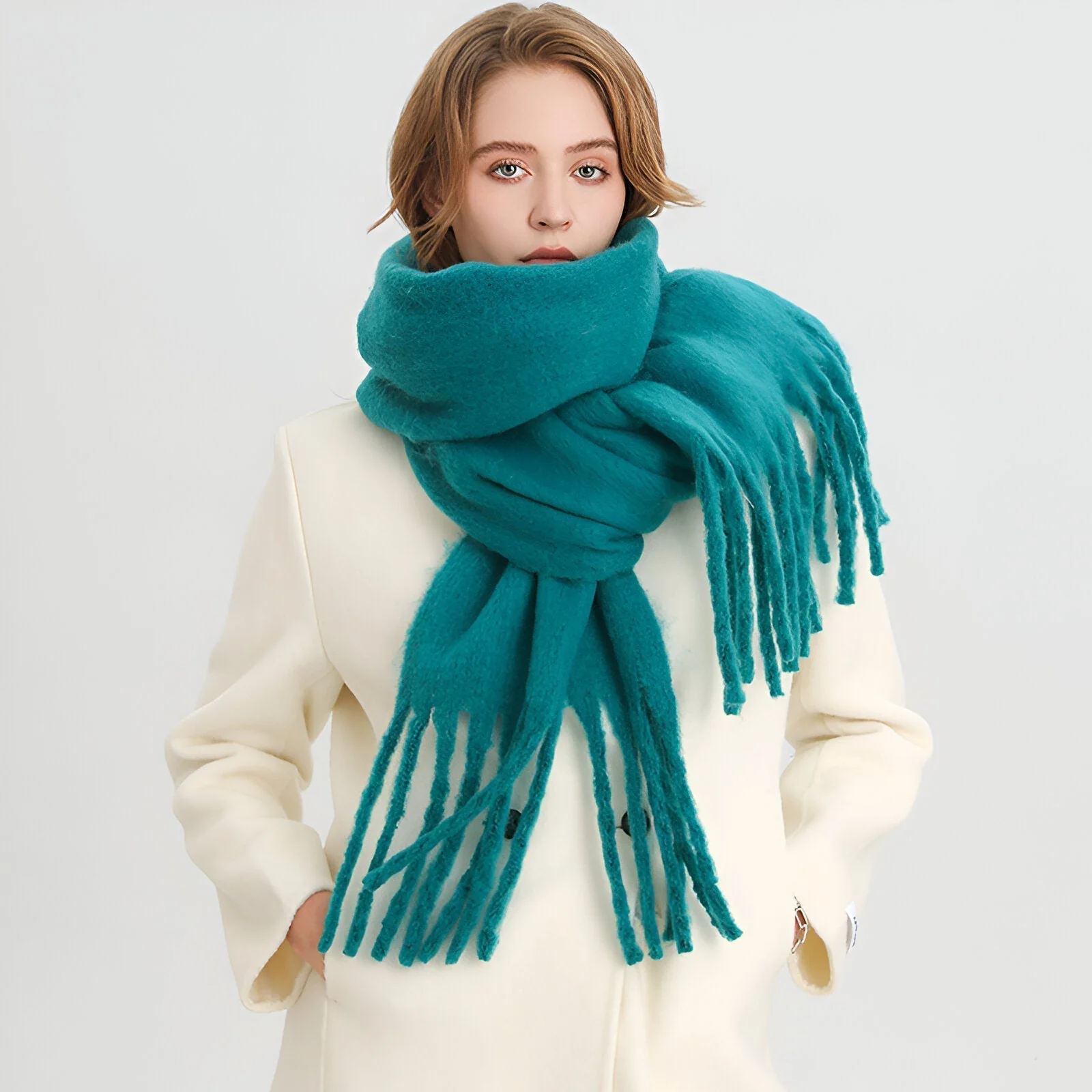 Soft Women’s Scarf - Oversized Fringed Cashmere For Winter - Image 19