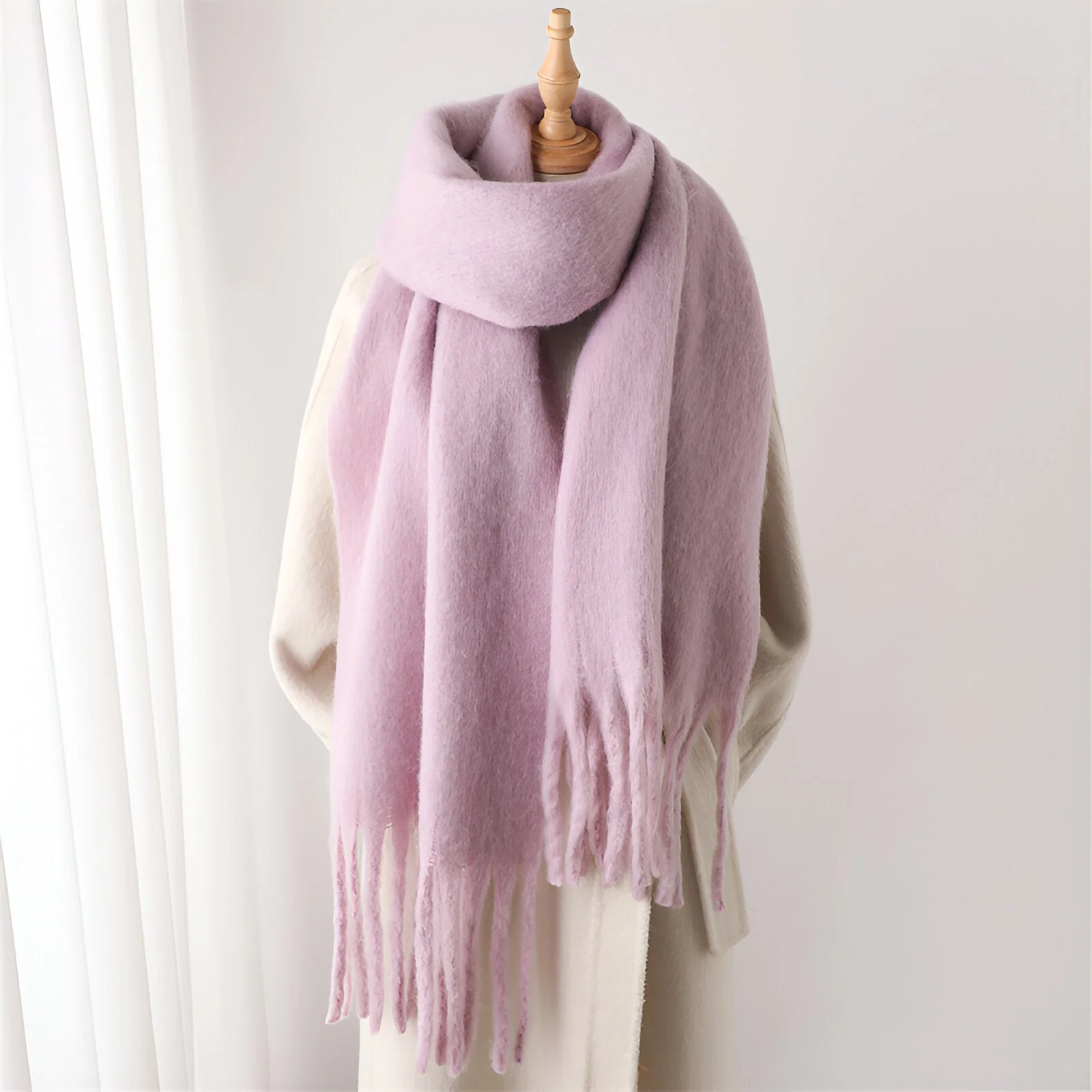 Soft Women’s Scarf - Oversized Fringed Cashmere For Winter - Image 23