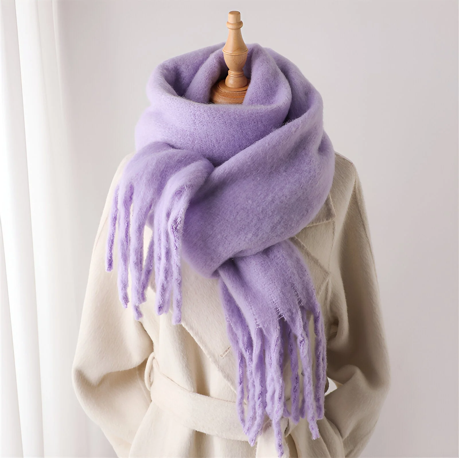 Soft Women’s Scarf - Oversized Fringed Cashmere For Winter - Image 26