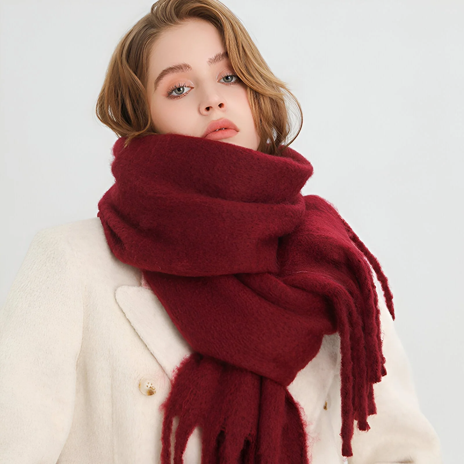 Soft Women’s Scarf - Oversized Fringed Cashmere For Winter - Image 3