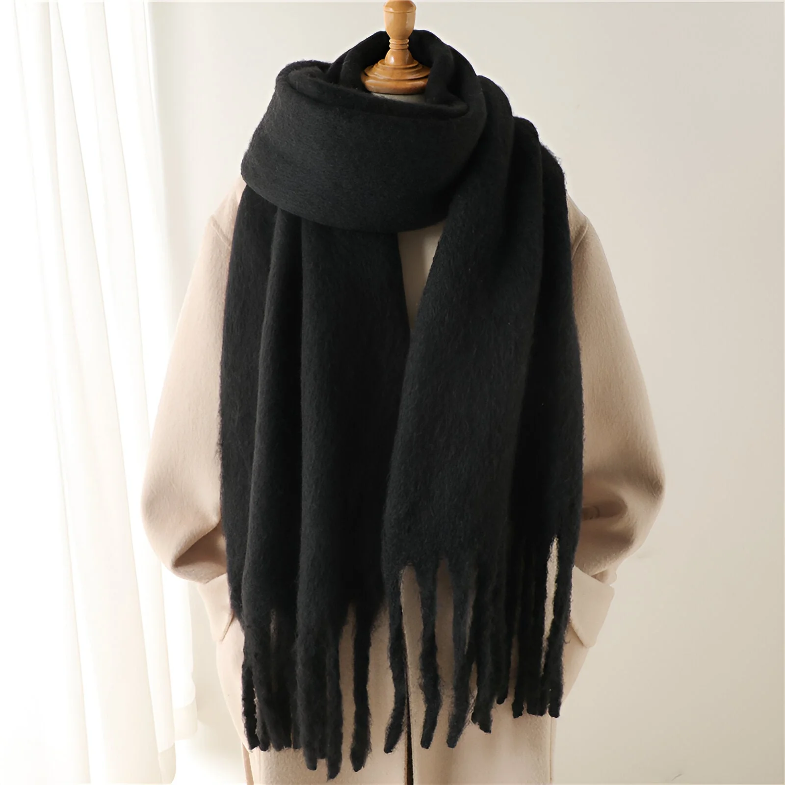 Soft Women’s Scarf - Oversized Fringed Cashmere For Winter - Image 8
