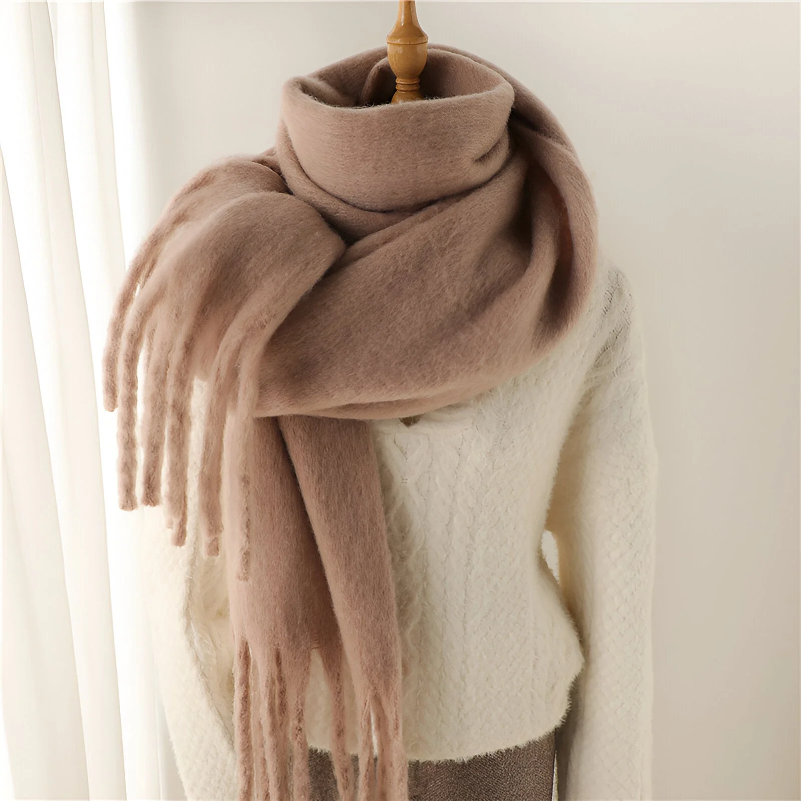 Soft Women’s Scarf - Oversized Fringed Cashmere For Winter - Image 9